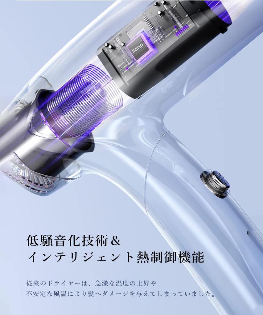 Llano Curling Large Air Salon with Blow Volume Quick Neutralizing Ions Circulating High Speed For Home Travel PSE Certified TR57658 Dryer, Volume,