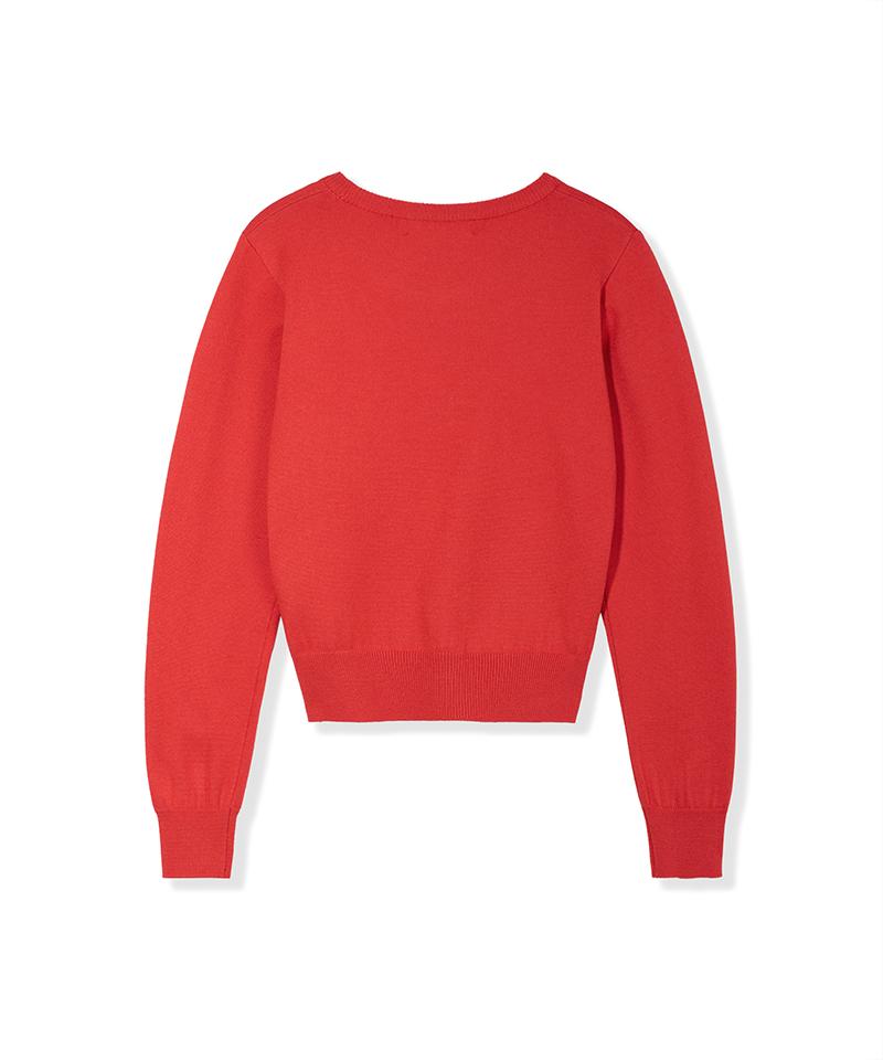 Nodeuyuumeon Basic Crew Neck Round Knit [Red]