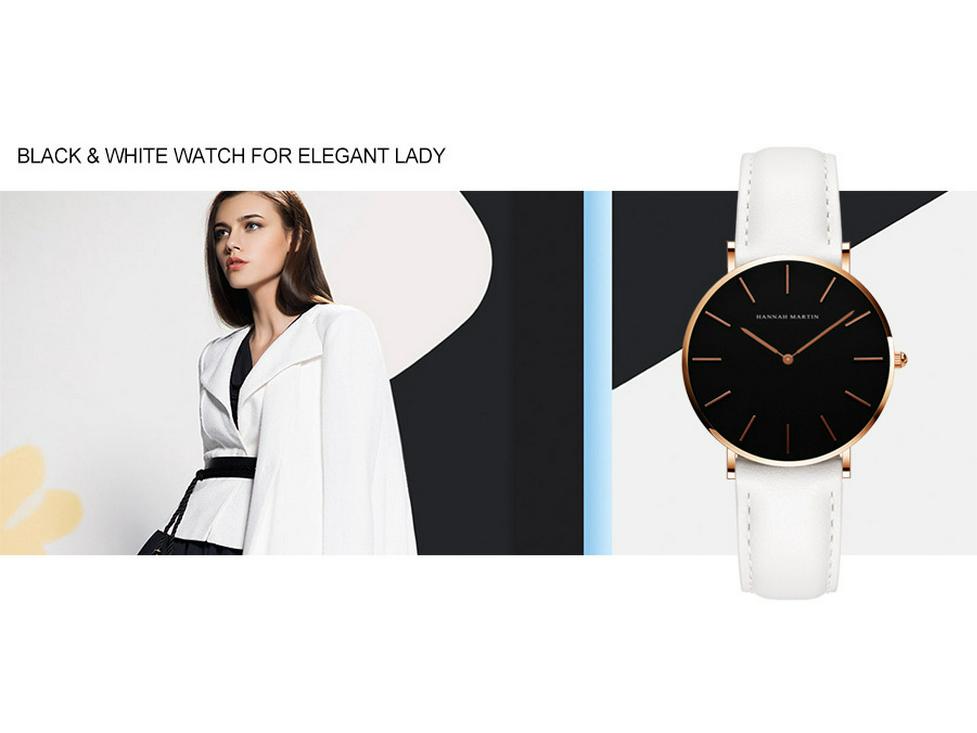 Dámské vodotěsné quartzové hodinky s koženým řemínkem - japonský strojek