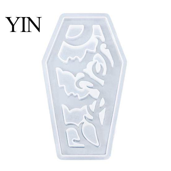 Lampshade Silicone Mold Halloween Coffins Mold, DIY Hollow Ghost Spider Bat Theme Molds Crafts Gypsum Cement Epoxy Resin Casting Food Grade