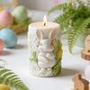 Stampo Candela di Pasqua Silicone Goffrato Coniglio Motivo Floreale Stampo Cilindrico per Realizzare Candele Forniture per Feste di Pasqua
