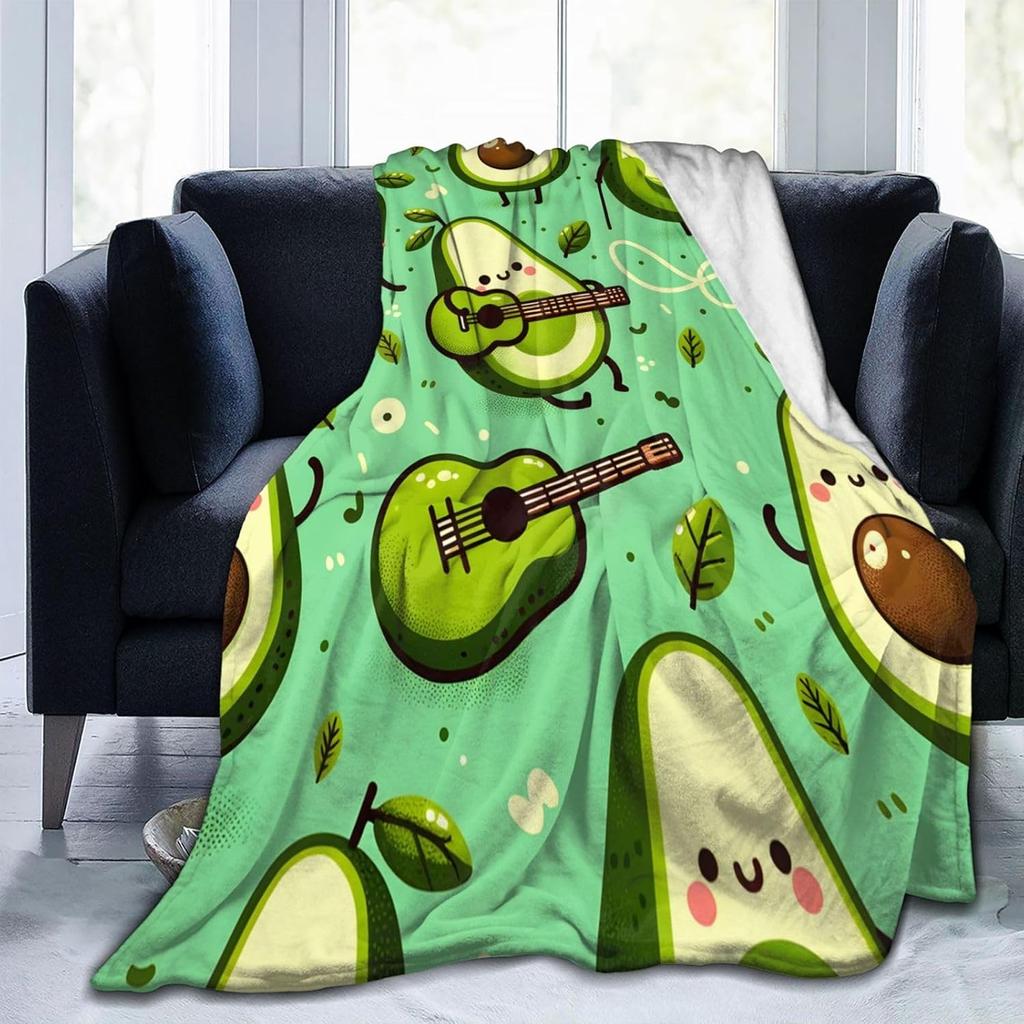 Cute Avocado Pattern Throw Blanket Home Decor Cozy Lap Throw For Sofa Couch Green Print Seasonal Fall Spring Gift Idea