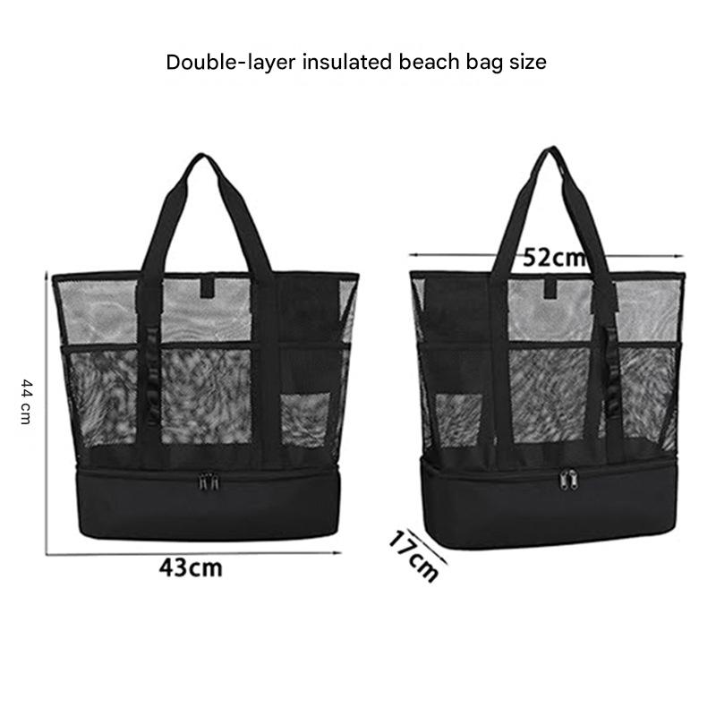Insulated Beach Bag for Travel, Double Layer Wet Dry Separation, Portable Cooler Lunch Tote, Waterproof Picnic Bag with Large Capacity