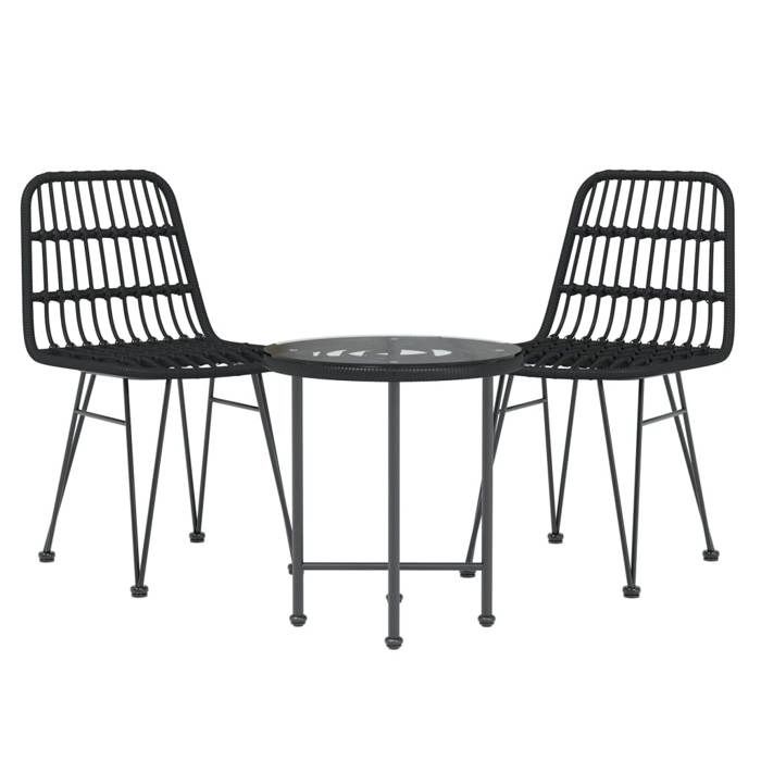 VidaXL 3-Piece Garden Dining Set Black Wicker, Patio Set, Garden Bistro Set, Set of 3157832