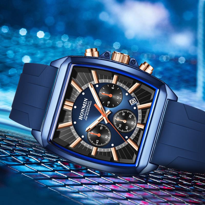 Watch for Men Business Wristwatch Rectangle Quartz Watches Waterproof Luminous Silicone Casual Clock Reloj Hombre