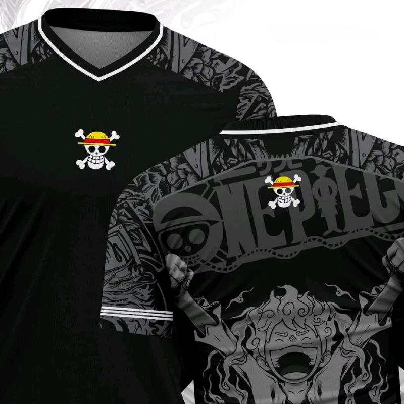 One Piece Luffy Anime Korean Style Kpop Baseball Hockey T-shirt Jersey New Fashion Streetwear Anime Daily Unisex Tops Tees
