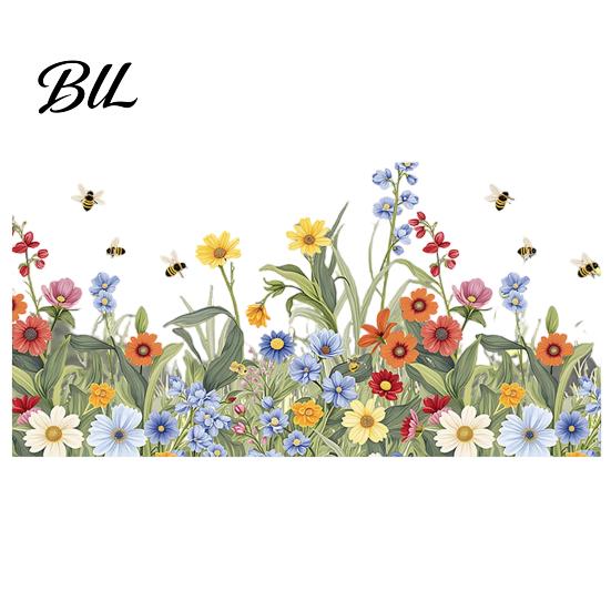 Bathroom Window Decal Spring Summer Flower Butterfly Cling Colorful Floral Sticker Scratch-resistant Removable Double-Sided Static Decals for