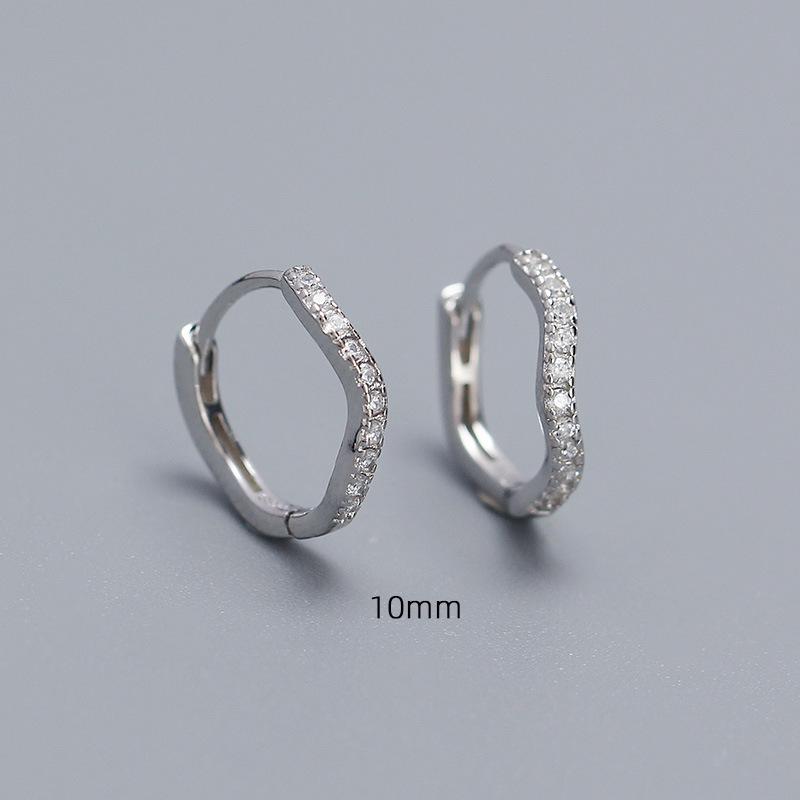Sterling Silver Wave Ear Cuff with Diamonds - Elegant Stackable Women's Earrings