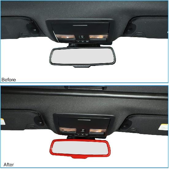 JeCar Interior Rear View Mirror Cover Trim for Dodge Challenger 2015-2020 for Dodge Charger 2010-2020 for Dodge Ram 2010-2017 (Red)