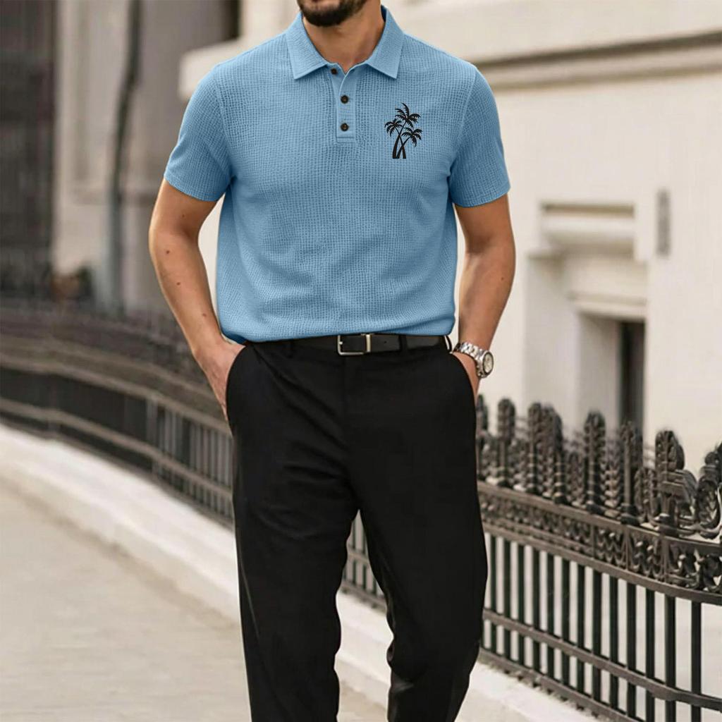 Men's Summer High-End Mesh Fabric Polo Shirt Short Sleeve Breathable Lightweight Soft Texture Casual Fit Stylish Design
