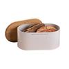 Bamboo Cover Bread Box, Kitchen Food Breathable and Fresh Storage Box, Household Pattern Oval Metal Storage Tank