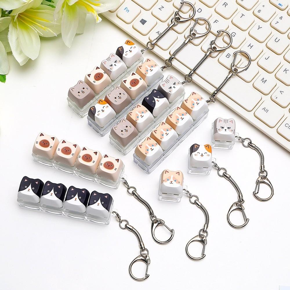 Finger Button Keyboard Fidget Toy 4 Keys Mechanical Keyboard Keychain Backpack Pendant