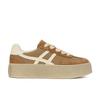Cowhide color matching platform spring new round head lace-up casual board shoes retro ah Gan shoes