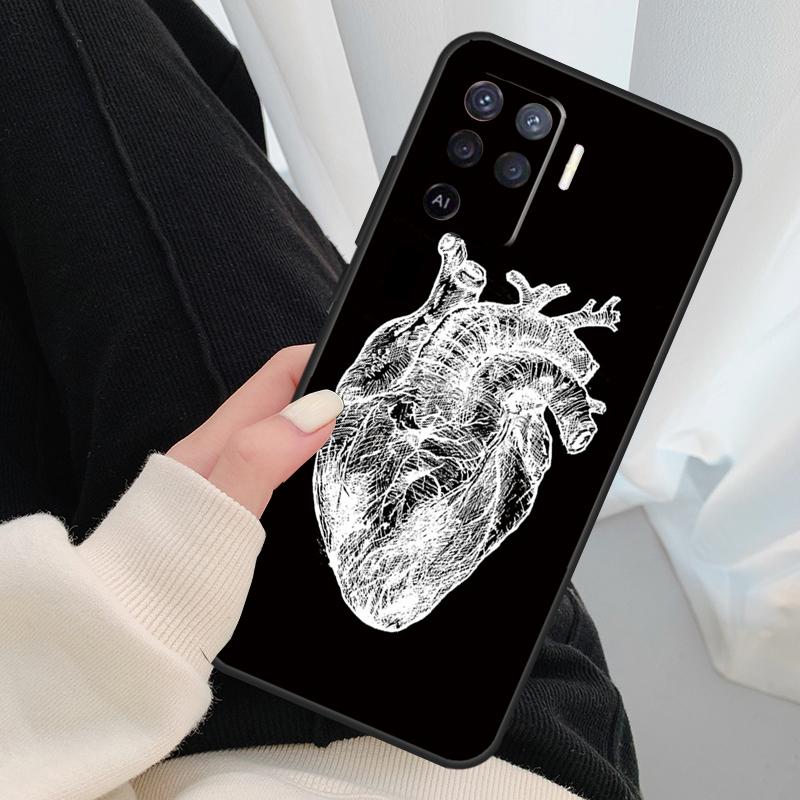 Human Heart Anatomy Case For Oppo A96 A76 A16 A60 A98 A58 A78 A18 A38 A80 A40 A77 A57 A17 A74 A54 A94 A15 A5 Pro