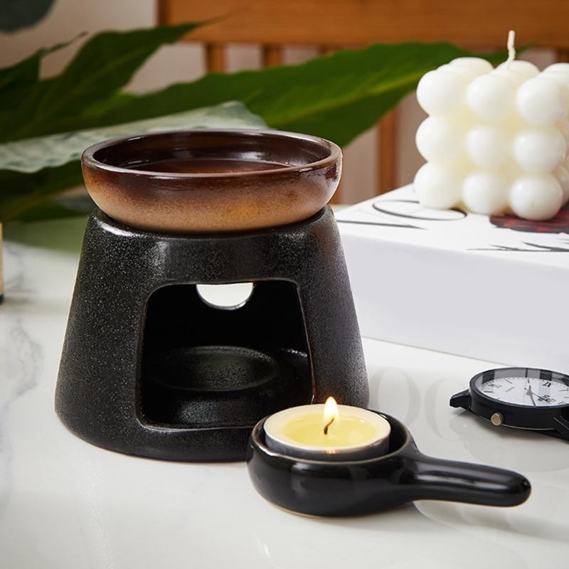 Keramik Ätherisches Öl Brenner Teelichthalter Löffel Aromatherapie Diffusor Stövchen Set für Wohnzimmer Schlafzimmer Dekorationen