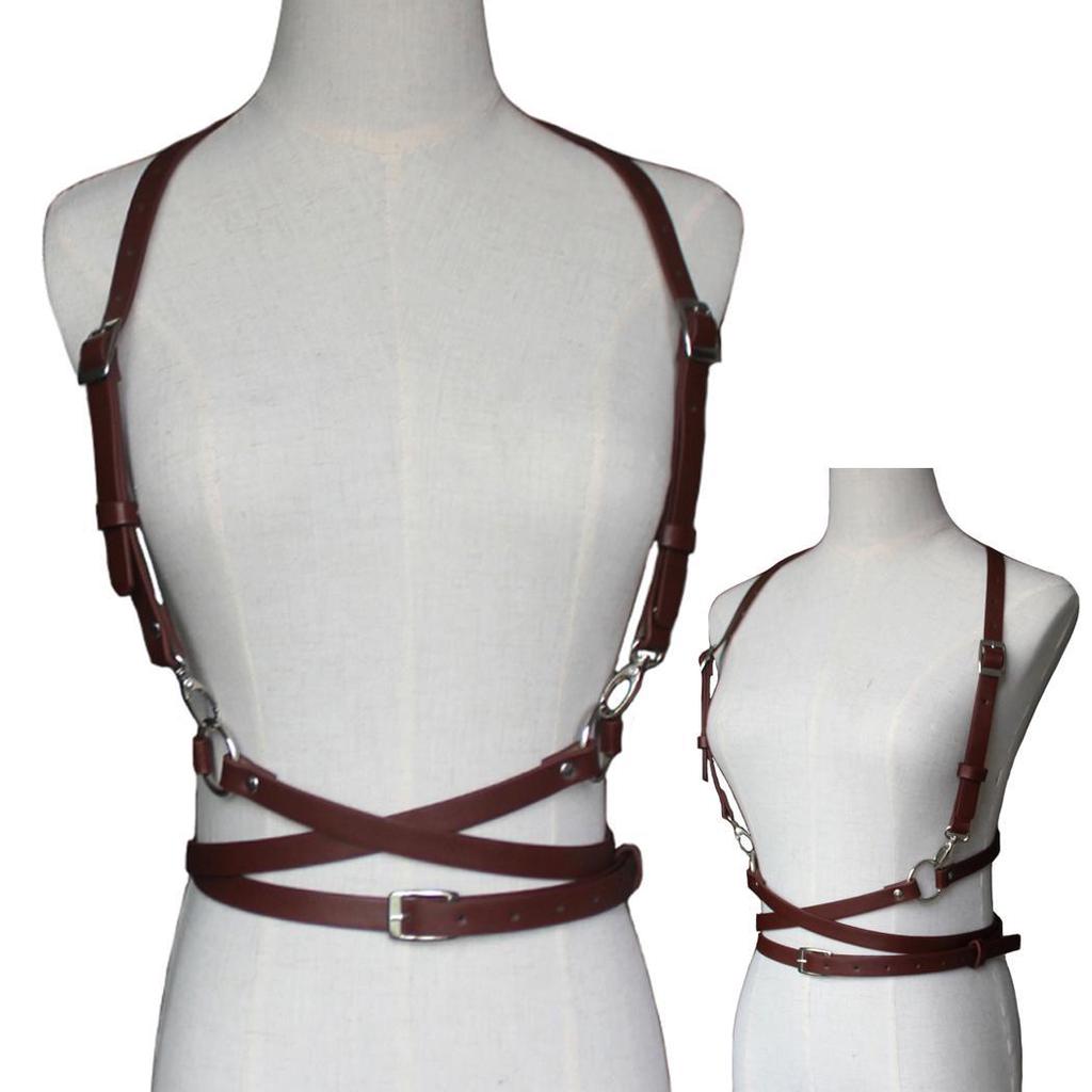 Women Synthetic Leather Plastic Alloy  Pin Buckle Adjustable Harness Waist Belts
