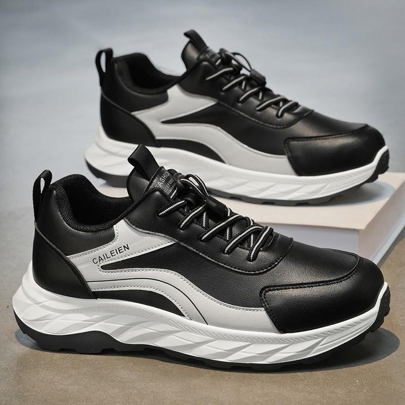 

Men s Shoes New Breathable Leather Sneaker Trend All-matching Soft Sole Waterproof Casual Running Daddy 44