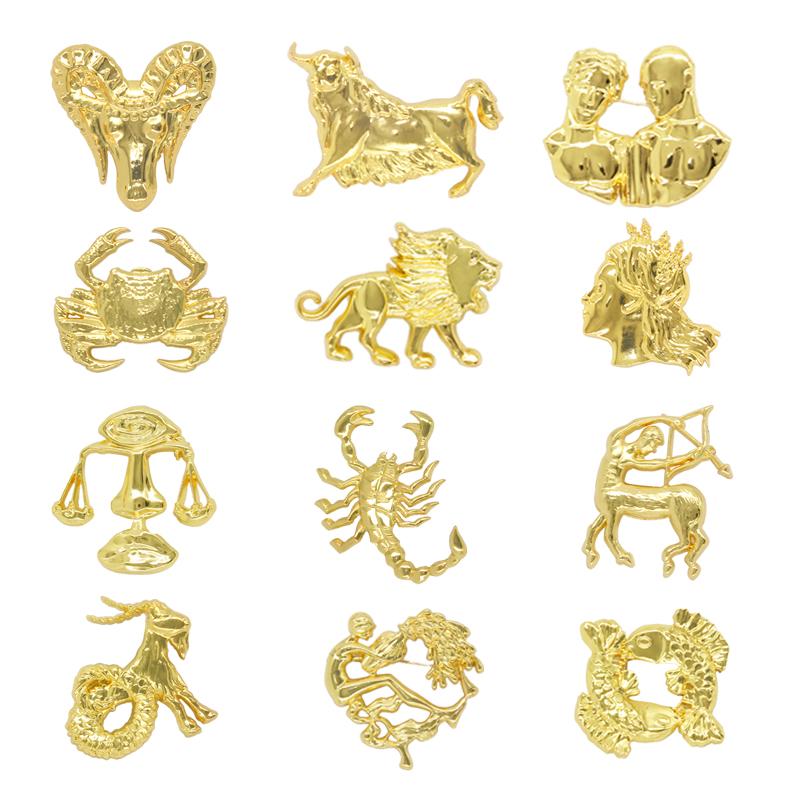 Twelve Zodiac Signs Brooch Unisex Alloy Badge Pin Fashionable and Versatile Clothing Backpack Scarf Accessories Brooch