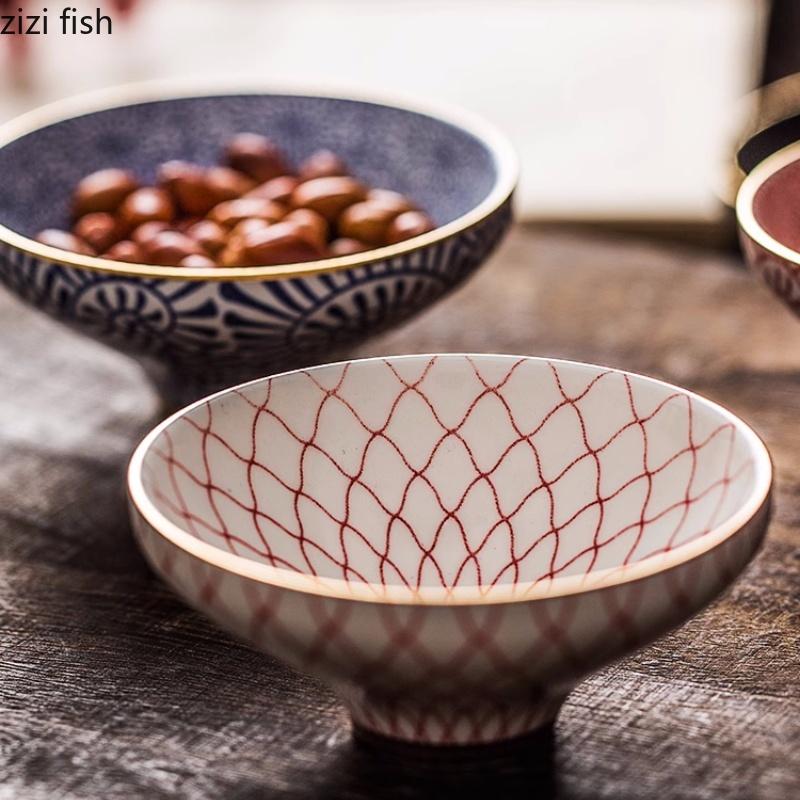 Small Round Ceramic Dining Plate Sauce Dish Soy Sauce Tray Snack Plate Seasoning Dishes Dim Sum Dish Fruit Bowl Dessert Plate