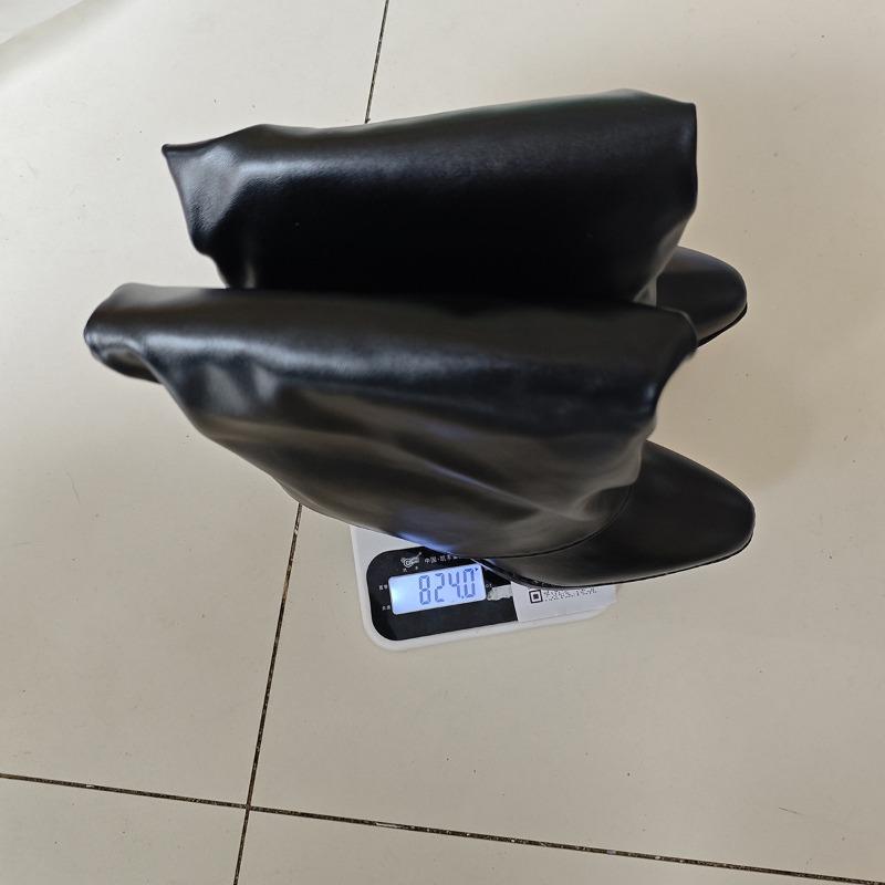 Women's Wide Width Pleated High Heel Knee Boots - Chunky Heel British Style Slouch Boots for Fall, Retro Stacked Boots