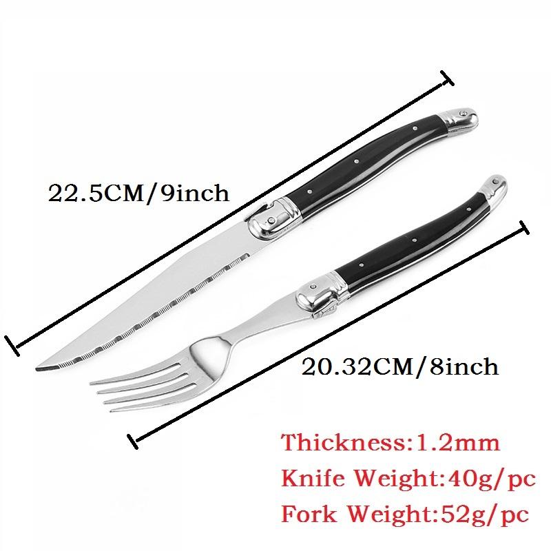 4-10 ks 9'' steakový nůž Laguiole, černé příbory, večeře, nože, vidličky, nerezové nádobí, restaurace, bar, kuchyňské nádobí