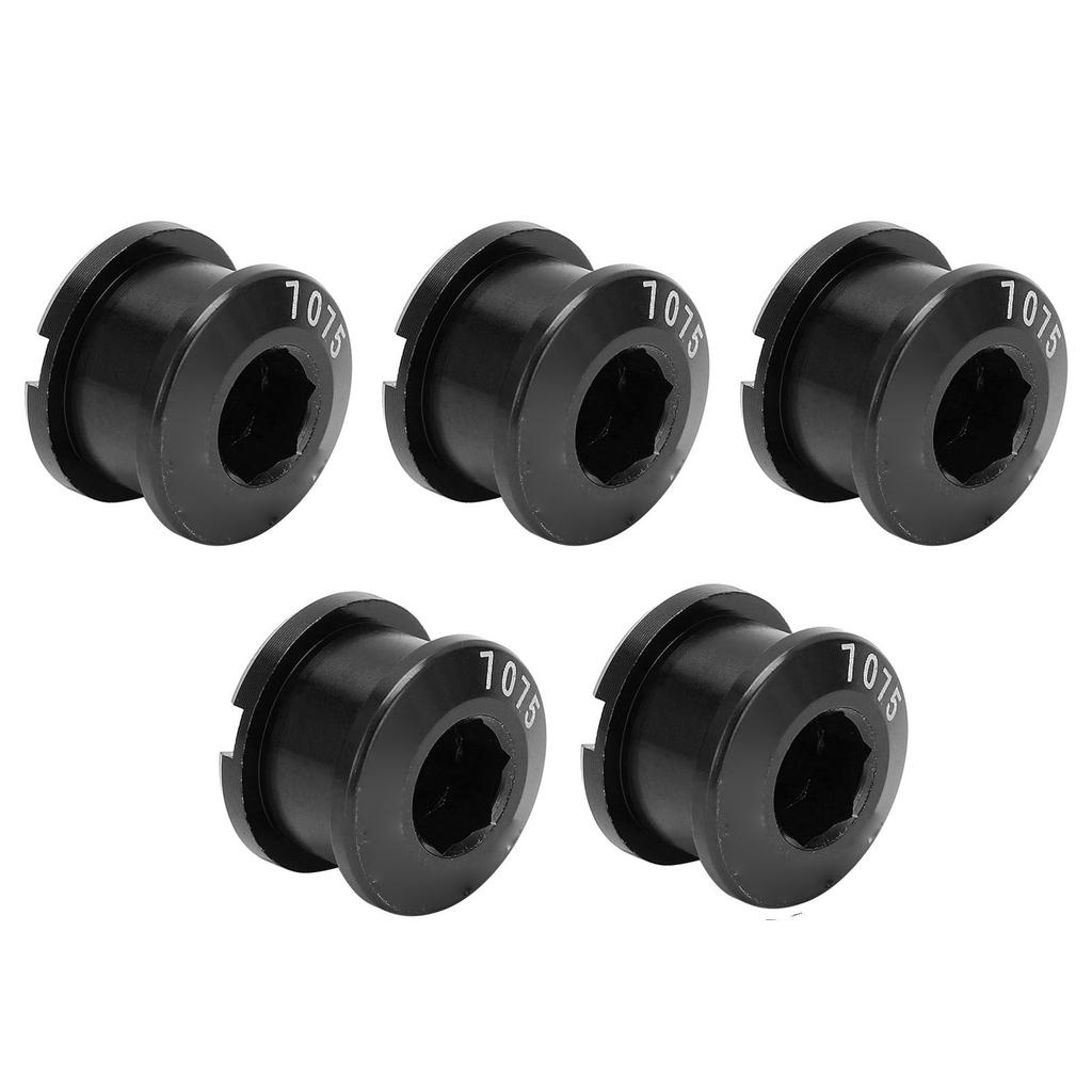 5pcs Single Chainring Bolts Crankset Nuts Aluminum Alloy Chain Wheel Screws for Mountain BikeBlack