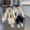 Autumn Winter Baby Boys Jacket Splicing Style Thicken Keep Warm Stand Collar Down Cotton Outwear Girls Leisure Overcoat