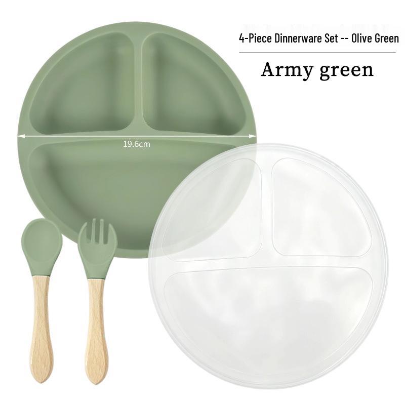 Children's Silicone Smiley Face Divided Meal Plate - Drop-Resistant, Three-Compartment Training Tableware