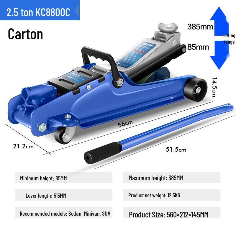 2-Ton Horizontal Hydraulic Car Jack for SUVs – 3T Tire Change Tool