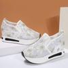 Fashion Women Sneakers Floral Embroidery Mesh Breathable Sneakers Women Slip On Casual Comfy  Platform Shoes Woman Zapatos De Mujer