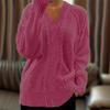 Women's European and American Casual V-Neck Cable Knit Sweater Coat - Solid Color, Autumn/Winter Pullover.