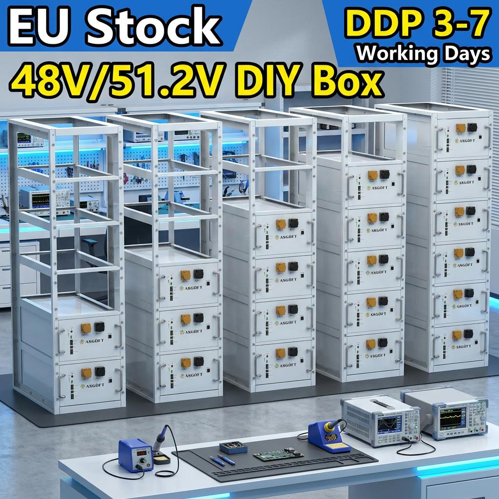 DIY Lifepo4 48V 16kWh Battery Box Kit with 280Ah Capacity Stackable Design for Home Energy Storage