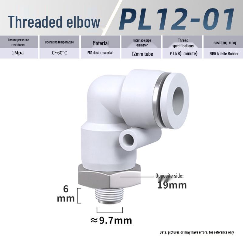 Zhuoji Pneumatic Quick Connect Elbow Fitting PL8-02/4-M5/6-01/10-03/1