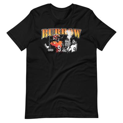 JOE BURROW 90s Bootleg Rap Style Fan Art Tee Shirt Short-Sleeve Unisex T-Shirt