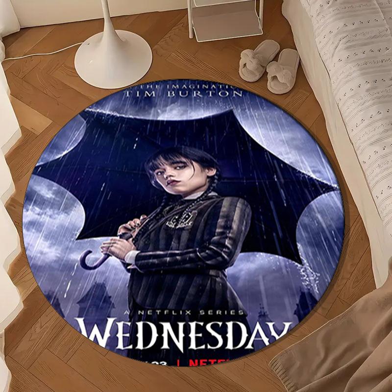 Wednes-day Gothic Family Reunion Round Rug for Livingroom,Bedroom, Palyroom, Chair Rug, Area Rug, Circle Carpet, Large Size Fan Christmas Gift