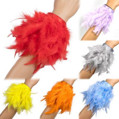 Women Fancy Dress Ball Bracelet Decorated Feather Cuff Party Stage Performance Accessories