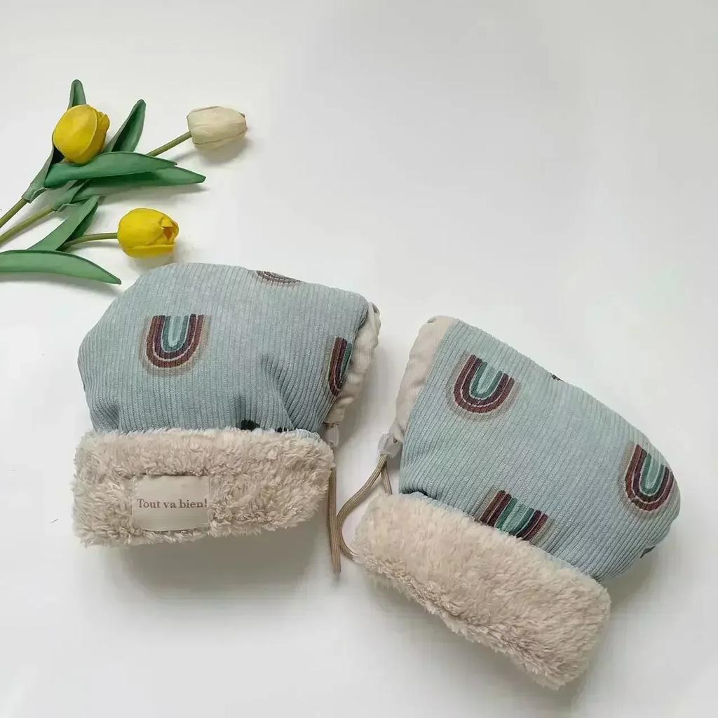 Windproof Infant Stroller Gloves Children's Outdoor Sports Mittens Cartoon Printed Hands Warmer Scooter Accessory for Winter