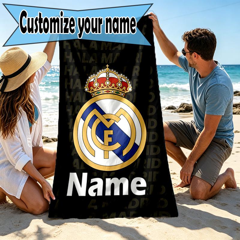 Custom Name Personalized Football team Print Beach Towel, for Trip Camping Beach Party Home Decor, Birthday Gift for Family & Friends