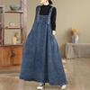 Vintage Denim Maxi Dress Women Plus Size Loose Casual Basic Sleeveless Long Dress Cotton