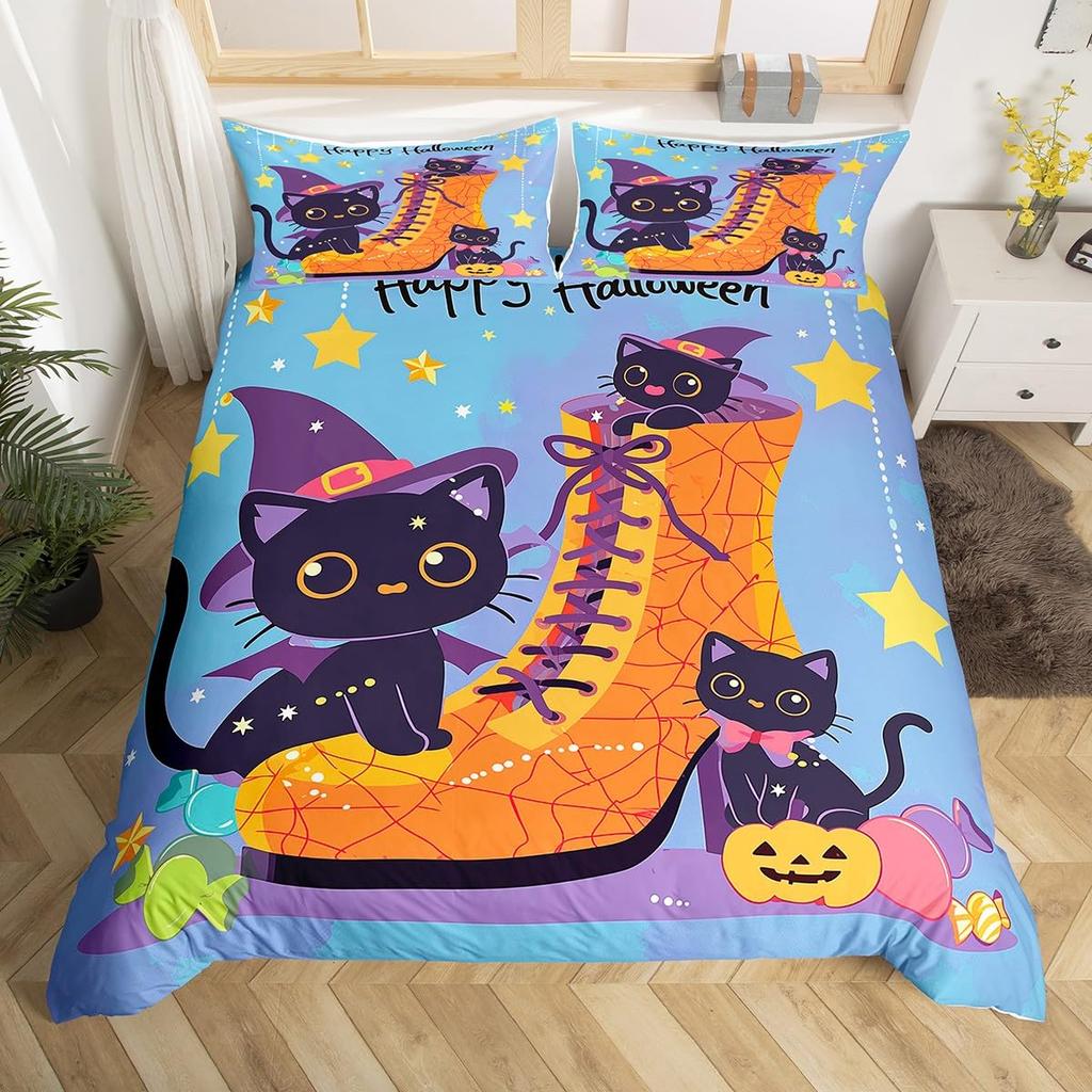 Happy Halloween Duvet Covers Queen King Size Lightweight Quilt Cover With 2 Pillowcases Horror Themed Bedding Sets No Comforter