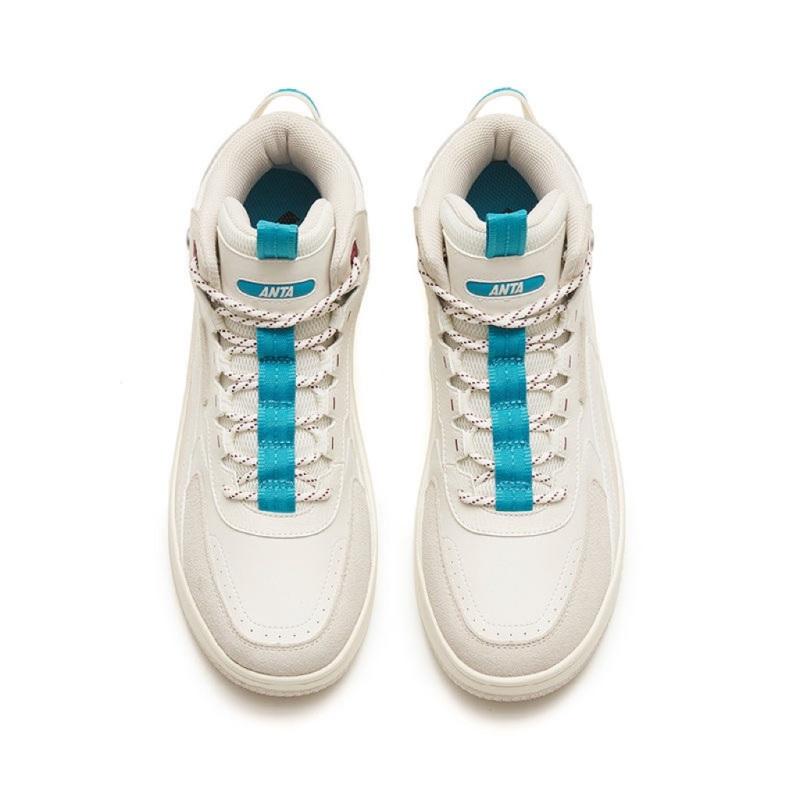 Anta Slip-Resistant Cushioning Wear-Resistant Mid-Top Skateboard Shoes Men's White Sneakers 112148013R-6