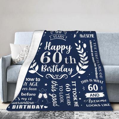 Turning 60 Year Present For Man's 60th Birthday Blanket Adults  Flannel Throw Blanket For Bedroom Warm Comfy Quality Bedspread