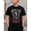 Men's Rebellion Gaulois Graphic Tee, Short Sleeve Crew Neck, Soft Cotton Blend, Skull & Wing Design, Casual Streetwear for Daily Wear