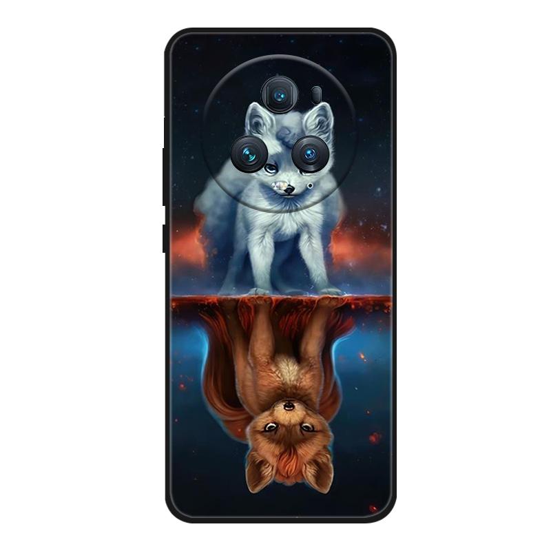 Funda For Honor Magic 5 Pro Phone Case Cute Cartoon Cat Black Silicone Soft Back Cover Case For Honor Magic5 Pro Case PGT-AN10