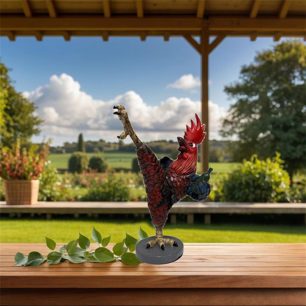 A Stylish Drunken Kung Fu Rooster Resin Figment For The Living Room Entrance Decoration, A Realistic Resin Sculpture Of A Big Rooster