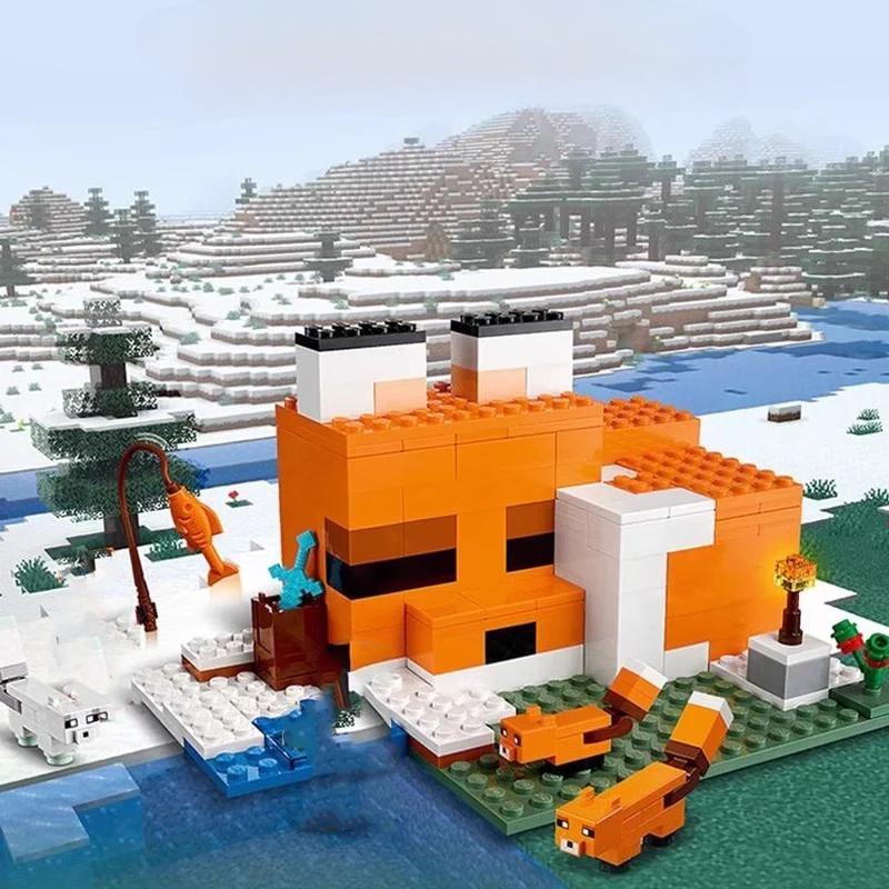 Game The Fox Lodge House Building Block Street View  With Doll Collect Assemble Educational Bricks Toy For Kid Gift