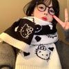 Cute Kitty Double-Sided Knit Scarf for Women: Warm, Thick Neck Protector for Autumn/Winter