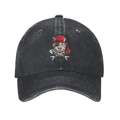 Custom Cat  Jolly Roger Skull Baseball Cap For Men Women Cotton Adjustable Dad Hat Summer Outdoor Snapback Hats