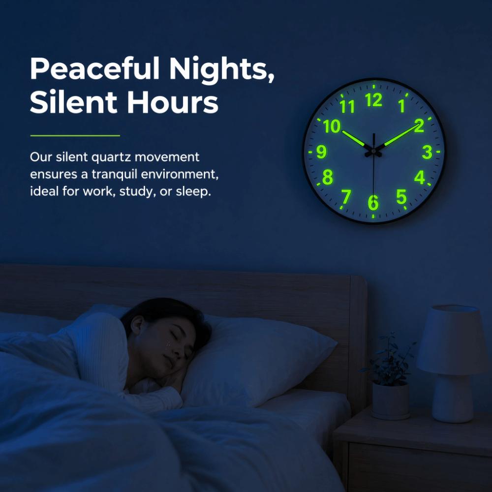 8 Inch Luminous Wall Clock Silent Quartz Wall Clock Minimalist Glowing Hanging Clock  Dorm