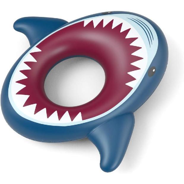 Jasonwell Inflatable Shark Pool Float Shark Floaties Water Fun Summer Beach Swimming Pool Tube Inflatables Ride On Pool Party Raft Lounge Toys for